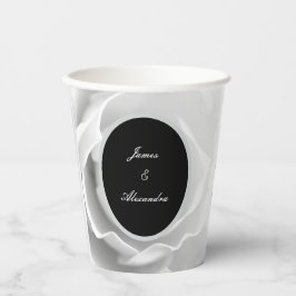 Vasos De Papel Rosa Blanca | Diseño Floral Moderno y Elegante