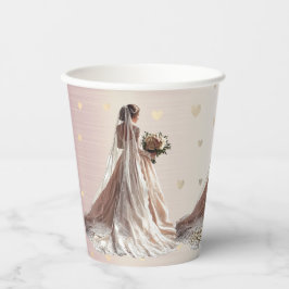 Vasos De Papel Rosa Boda de Invierno Novia Fiesta del corazón bri