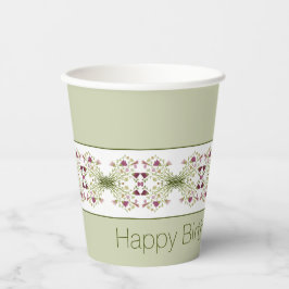 Vasos De Papel Rosa con verde