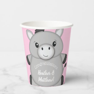 Vasos De Papel Rosa de Donkey Baby Shower