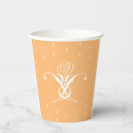 Vasos De Papel Rosa de Flourish de color blanco retro Peach