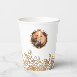 Vasos De Papel Rosa de fotografía personalizado Moda de flores de