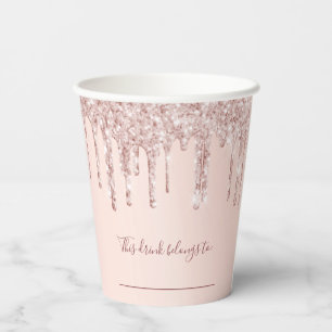 Vasos De Papel Rosa de oro de cumpleaños de esta bebida pertenece