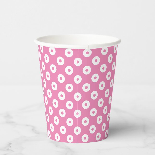 Vasos De Papel Rosa divertido con puntos de polka rosados y blanc (Derecha)