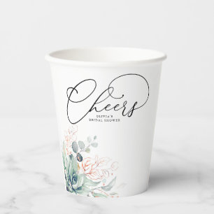 Vasos De Papel Rosa dorada suculenta hojas elegantes modernas