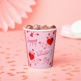 Vasos De Papel Rosa - El día de San Valentín Fiesta Corazón Rojo