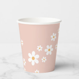 Vasos de papel rosa Groovy Retro Daisy