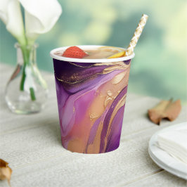 Vasos De Papel Rosa morado moderno y oro-