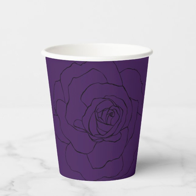 Vasos De Papel Rosa negro sobre morado (Anverso)