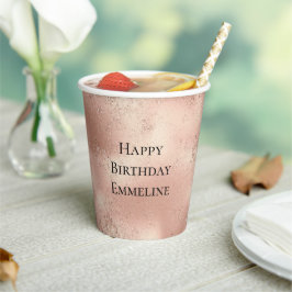 Vasos De Papel Rosa Peach Gold Glitzy Purpurina