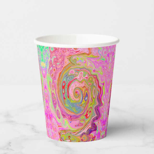 Vasos De Papel Rosa retro, amarillo y magenta Resumen de arte gro (Izquierda)