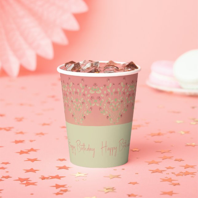 Vasos De Papel Rosa Rosa Con Diseñador De Crema (in situ)