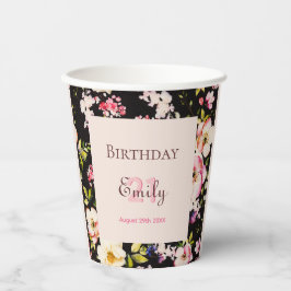 Vasos De Papel Rosa rosa y amarillo color de agua en negro, cumpl