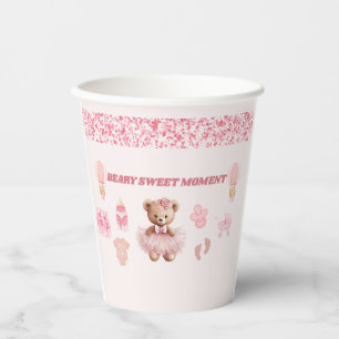 VASOS DE PAPEL ROSA RUBOR CONFETI  225 G OSO NIÑA FESTEJO DE LLEG