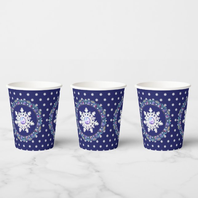 Vasos De Papel Rosada azul y copo de nieve (Multi)