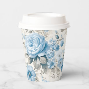Vasos De Papel Rosas azul Pastel de luz artificial