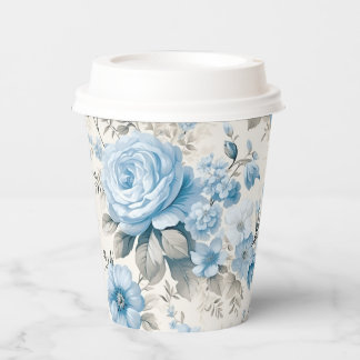 Vasos De Papel Rosas azul Pastel de luz artificial