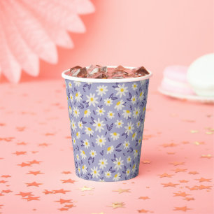 Vasos De Papel rosas azules, blancas y amarillas