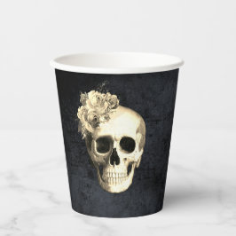 Vasos De Papel Rosas Blancas de la Calavera de Halloween