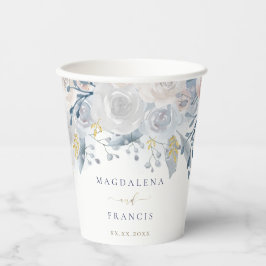 Vasos De Papel rosas bodas de azul pálido