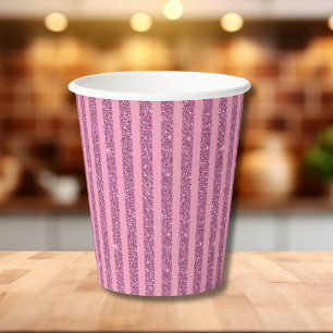 Vasos De Papel Rosas Chic Brillo Estilo Rayas Verticales