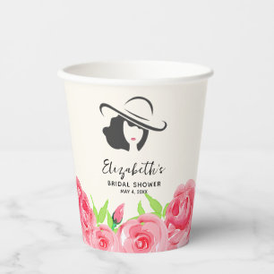 Vasos De Papel Rosas de Ducha de Novia de Señora de Sombrero Gran
