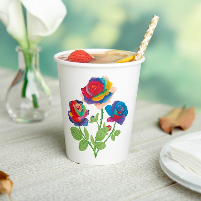 Vasos De Papel Rosas del arcoiris (Subido por el creador)