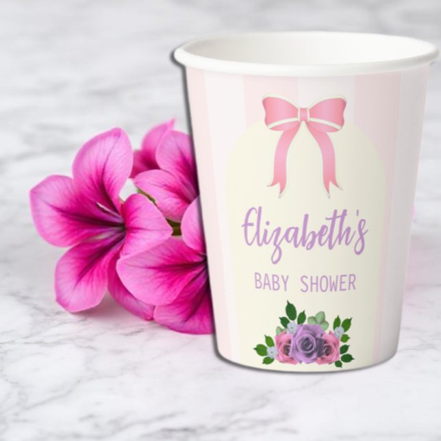 Vasos De Papel Rosas del jardín rosan Baby Shower (Subido por el creador)