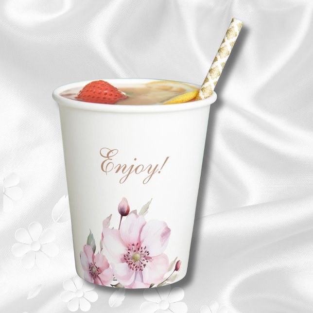 Vasos De Papel Rosas florales rosadas y agitadas femeninas duchas (Subido por el creador)