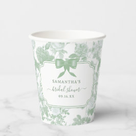 Vasos De Papel Rosas florales verdes Bridal Shower Chinoiserie 