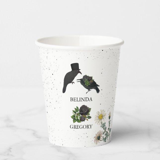 Vasos De Papel Rosas negros góticos se vuelven Bodas (Izquierda)