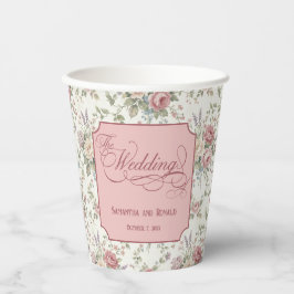 Vasos De Papel Rosas Pastel Elegantes Boda Shabby Chic