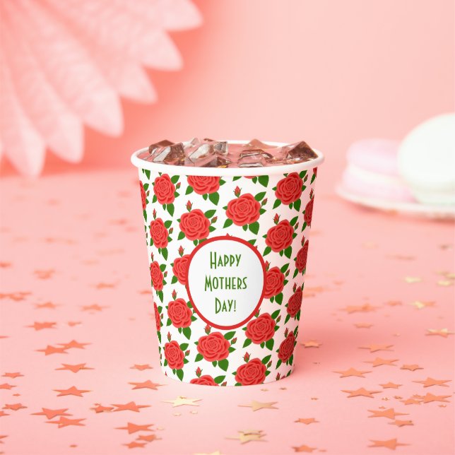 Vasos De Papel Rosas Rojas con Capullos (in situ)