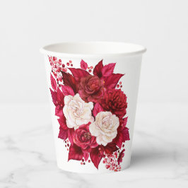 Vasos De Papel Rosas Rojas y Blancas Maravillosamente Vibrantes