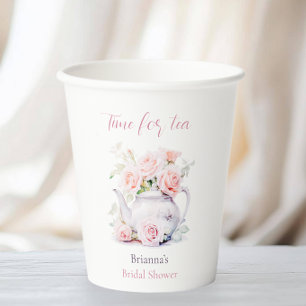 Vasos De Papel Rosas Rosadas Fiesta de Té Nupcial
