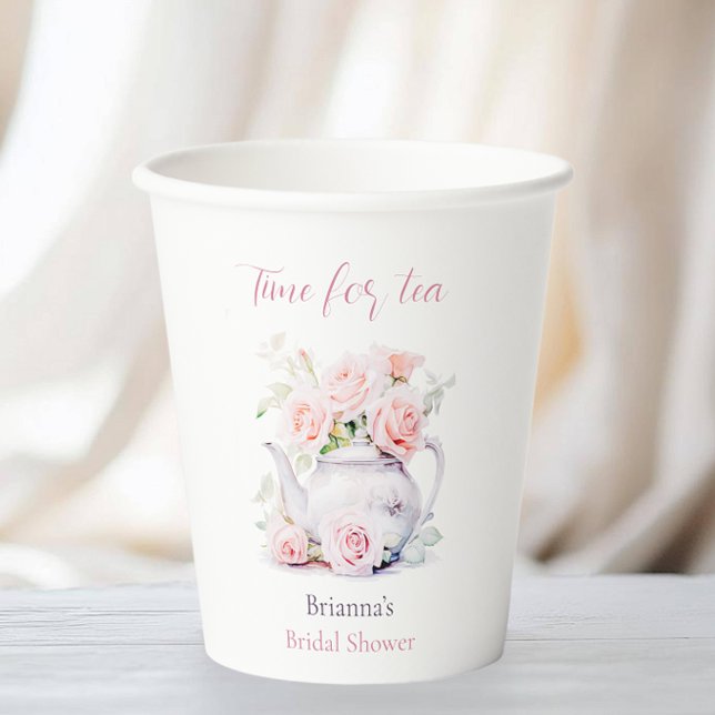 Vasos De Papel Rosas Rosadas Fiesta de Té Nupcial (Subido por el creador)