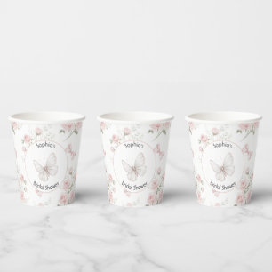 Vasos De Papel Rosas Rosadas Lazos Regader de Boda