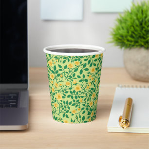 Vasos De Papel Rosas silvestres en amarillo y verde