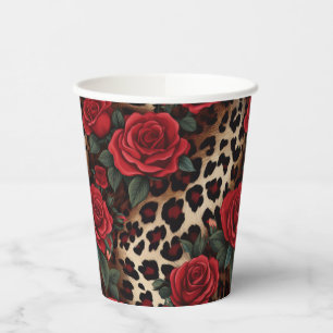 Vasos De Papel Rosas y Leopard Print