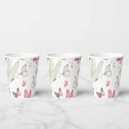 Vasos De Papel rose gold butterfly