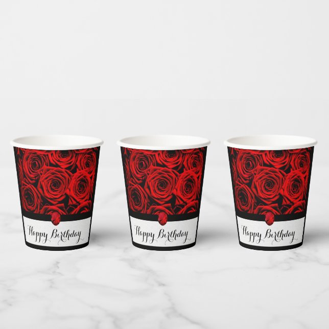 Vasos De Papel Roses rojos (Multi)