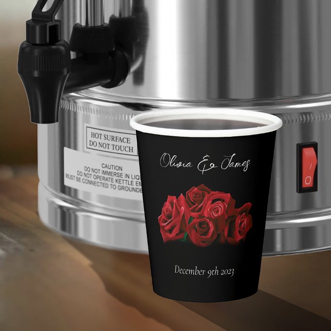 Vasos De Papel Roses rojos blancos Boda negro (Subido por el creador)