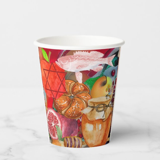 Vasos De Papel Rosh Hashanah Cups de papel (Anverso)