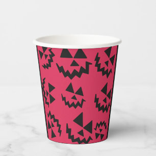 Vasos De Papel Rostros de la linterna de Jack negro y rosa