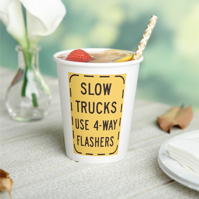 Vasos De Papel Rótulo de carretera de camiones lentos (Subido por el creador)