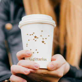 Vasos De Papel Rótulo Zodiaco moderno Sagittarius de Oro| Incendi