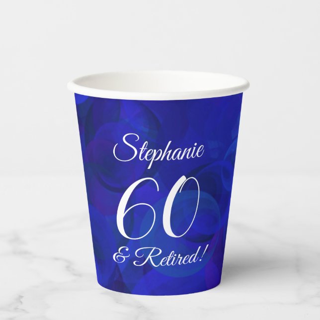 Vasos De Papel Royal Blue 60 y Retirada Fiesta de Jubilación (Anverso)