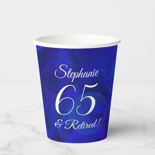 Vasos De Papel Royal Blue 65 y Retirada Fiesta de Jubilación (Anverso)
