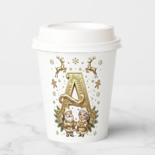 Vasos De Papel Royal Gold Letter A Luxury Unisex Paper Cups