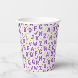 Vasos De Papel Royal Violet Alphabet Sparkle